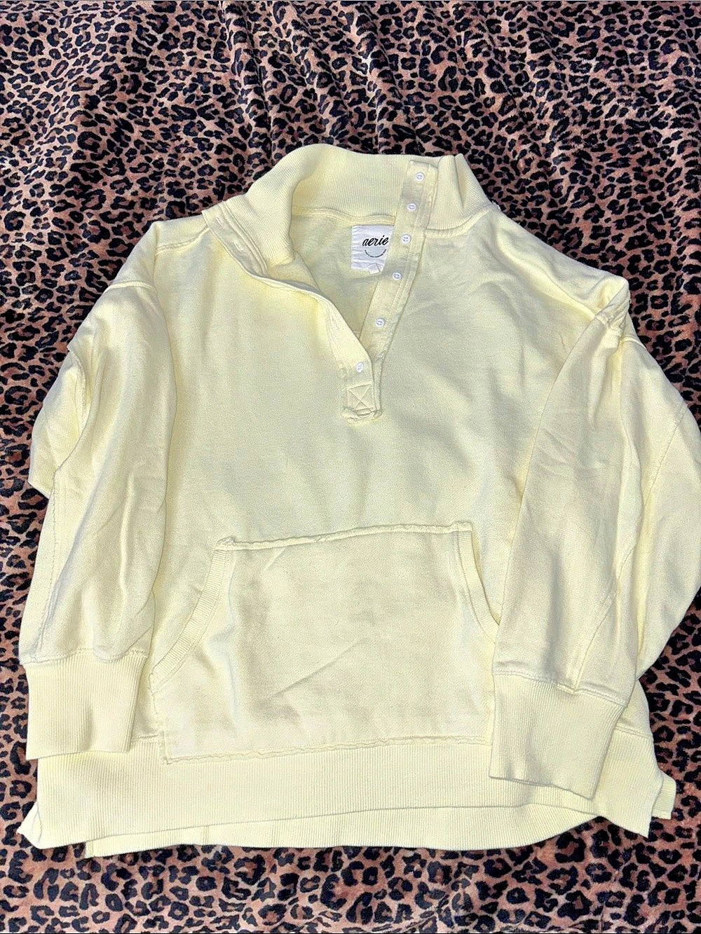 Aerie Oh Snap! Sweatshirt Yellow Pullover Hoodie